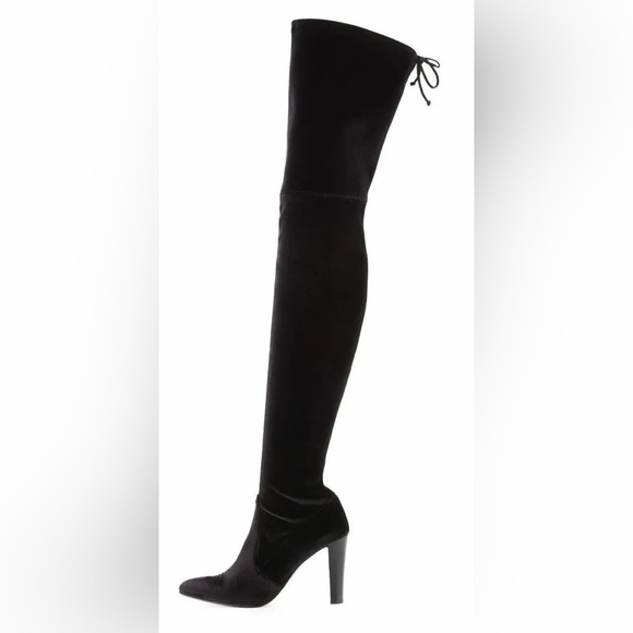 Rare Stuart Weitzman Alllegs OTK Thigh High Stretch Velvet Boots Heels Sz 8 - Picture 2 of 14